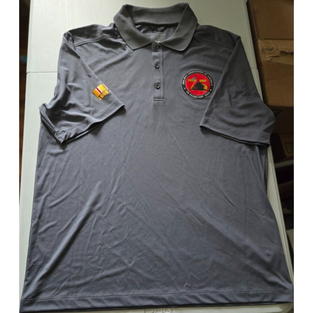 Trimark Men's‎ Polo Shirt Large Gray G.I. Iwo Jima Association 75th Anniversary
